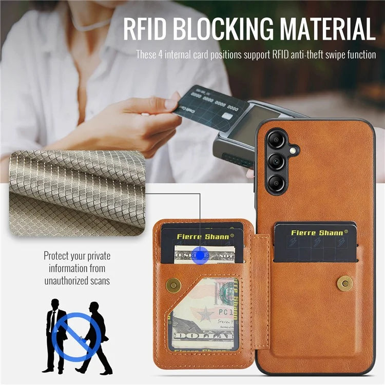 For Samsung Galaxy A13 5G Case Card Holder Leather Coated TPU RFID Blocking Phone Cover