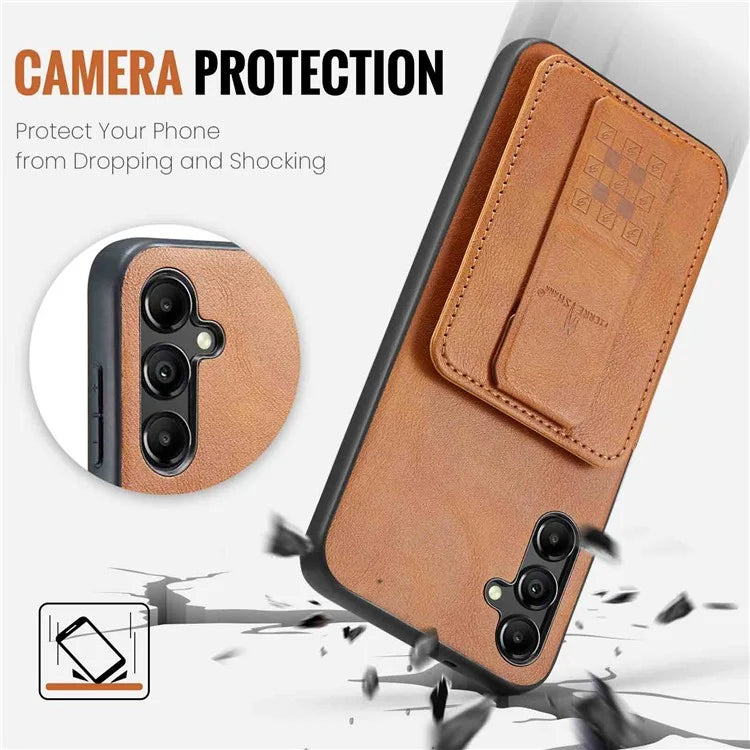 For Samsung Galaxy A13 5G Case Card Holder Leather Coated TPU RFID Blocking Phone Cover