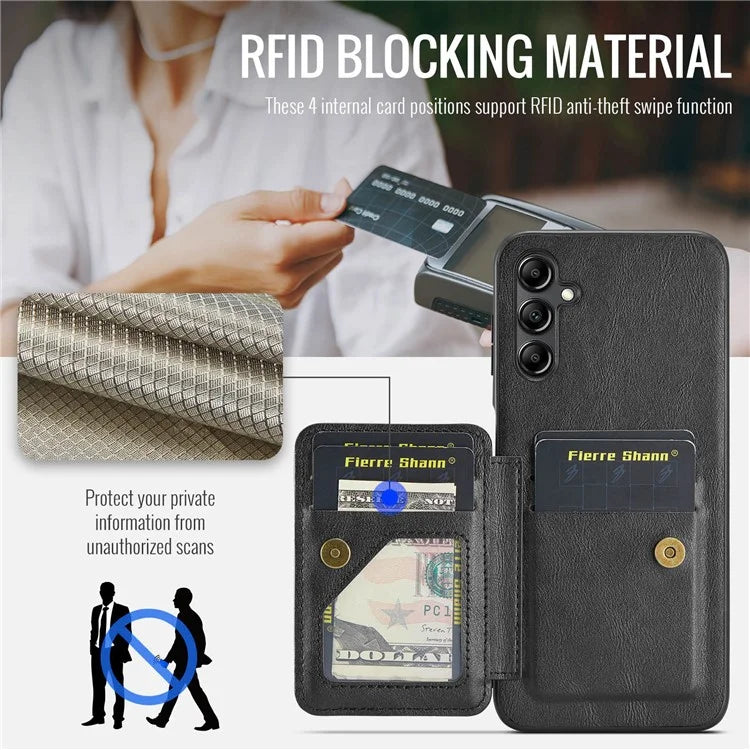 For Samsung Galaxy A13 5G Case Card Holder Leather Coated TPU RFID Blocking Phone Cover