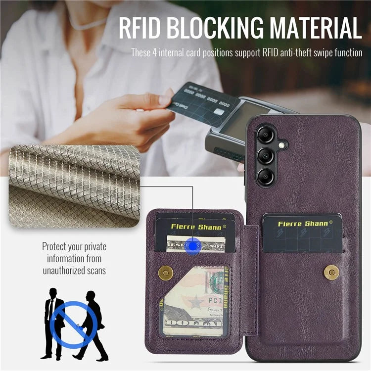 For Samsung Galaxy A13 5G Case Card Holder Leather Coated TPU RFID Blocking Phone Cover