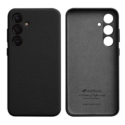 MELKCO For Samsung Galaxy S24 Cell Phone Cases Anti-scratch Genuine Cow Leather+PC Cover