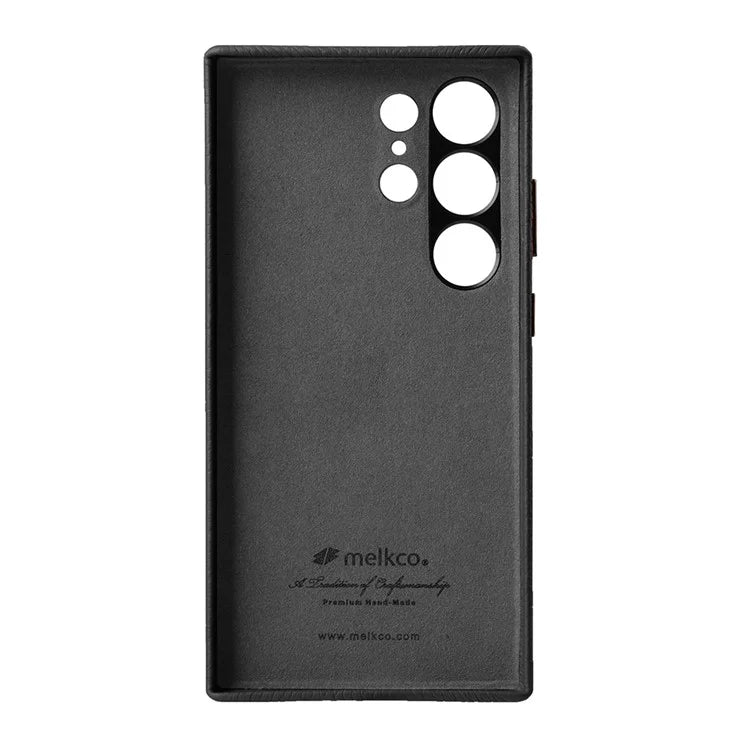 MELKCO For Samsung Galaxy S24 Ultra Case Genuine Cow Leather+PC Phone Cover