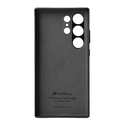 MELKCO For Samsung Galaxy S24 Ultra Case Genuine Cow Leather+PC Phone Cover