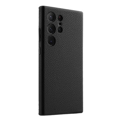 MELKCO For Samsung Galaxy S24 Ultra Case Genuine Cow Leather+PC Phone Cover