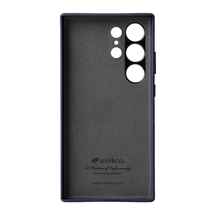 MELKCO For Samsung Galaxy S24 Ultra Case Genuine Cow Leather+PC Phone Cover