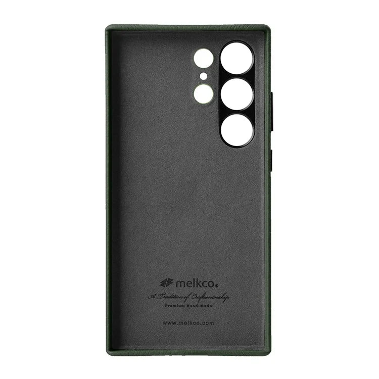 MELKCO For Samsung Galaxy S24 Ultra Case Genuine Cow Leather+PC Phone Cover
