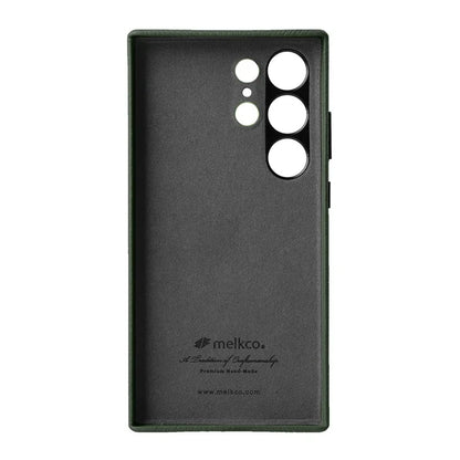 MELKCO For Samsung Galaxy S24 Ultra Case Genuine Cow Leather+PC Phone Cover