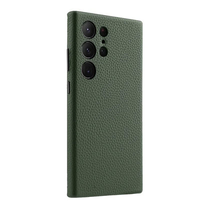 MELKCO For Samsung Galaxy S24 Ultra Case Genuine Cow Leather+PC Phone Cover