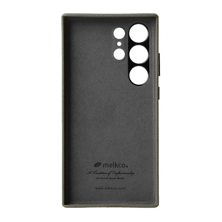 MELKCO For Samsung Galaxy S24 Ultra Case Genuine Cow Leather+PC Phone Cover