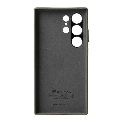 MELKCO For Samsung Galaxy S24 Ultra Case Genuine Cow Leather+PC Phone Cover