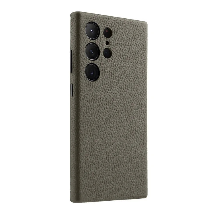 MELKCO For Samsung Galaxy S24 Ultra Case Genuine Cow Leather+PC Phone Cover