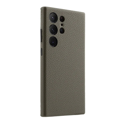 MELKCO For Samsung Galaxy S24 Ultra Case Genuine Cow Leather+PC Phone Cover