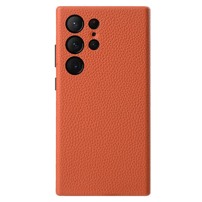 MELKCO For Samsung Galaxy S24 Ultra Case Genuine Cow Leather+PC Phone Cover