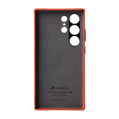 MELKCO For Samsung Galaxy S24 Ultra Case Genuine Cow Leather+PC Phone Cover