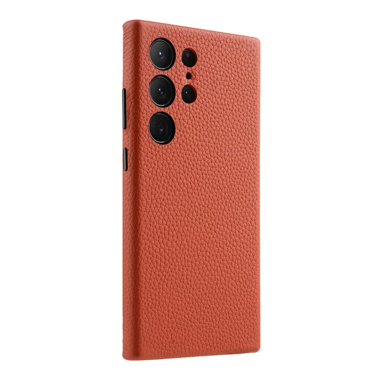 MELKCO For Samsung Galaxy S24 Ultra Case Genuine Cow Leather+PC Phone Cover