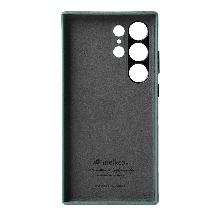 MELKCO For Samsung Galaxy S24 Ultra Case Genuine Cow Leather+PC Phone Cover