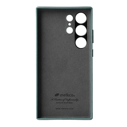 MELKCO For Samsung Galaxy S24 Ultra Case Genuine Cow Leather+PC Phone Cover