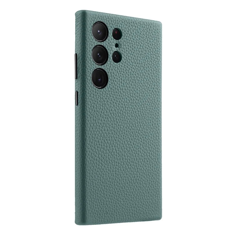MELKCO For Samsung Galaxy S24 Ultra Case Genuine Cow Leather+PC Phone Cover