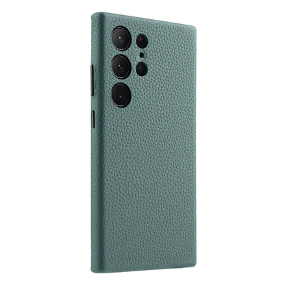 MELKCO For Samsung Galaxy S24 Ultra Case Genuine Cow Leather+PC Phone Cover