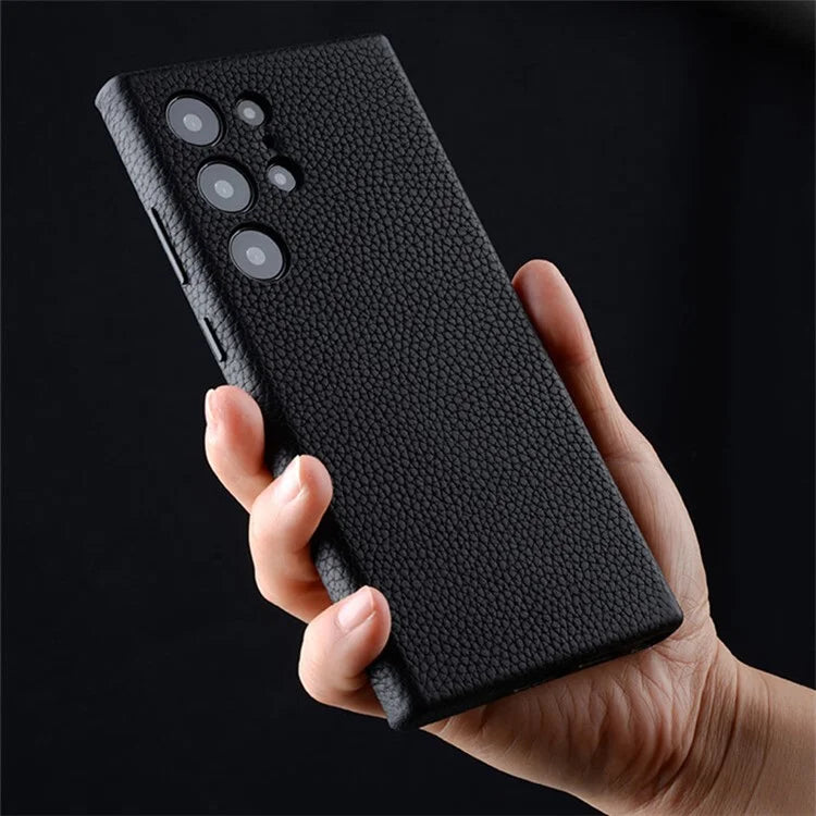 MELKCO For Samsung Galaxy S24 Ultra Case Genuine Cow Leather+PC Phone Cover