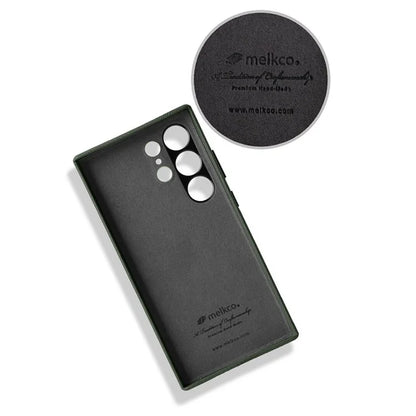MELKCO For Samsung Galaxy S24 Ultra Case Genuine Cow Leather+PC Phone Cover