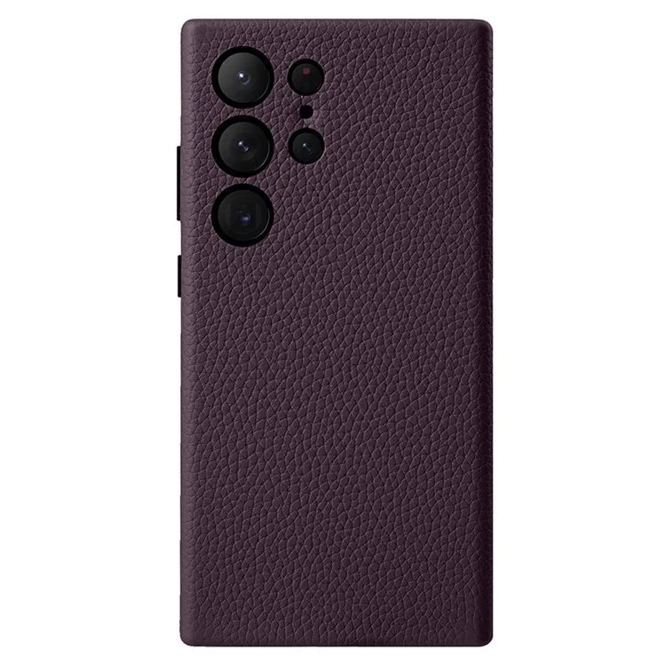 MELKCO For Samsung Galaxy S24 Ultra Case Genuine Cow Leather+PC Phone Cover