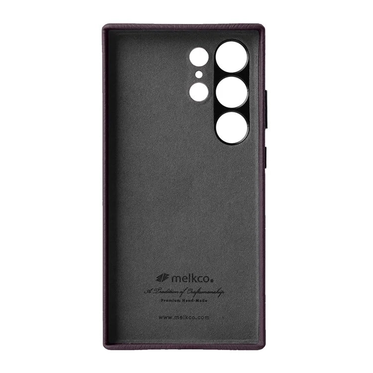 MELKCO For Samsung Galaxy S24 Ultra Case Genuine Cow Leather+PC Phone Cover