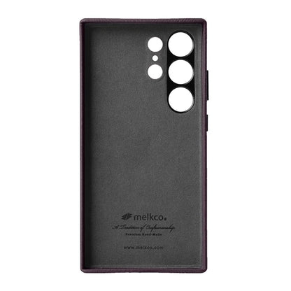 MELKCO For Samsung Galaxy S24 Ultra Case Genuine Cow Leather+PC Phone Cover