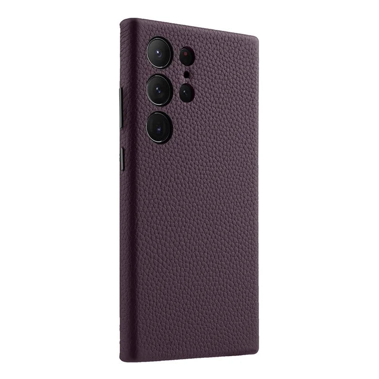 MELKCO For Samsung Galaxy S24 Ultra Case Genuine Cow Leather+PC Phone Cover