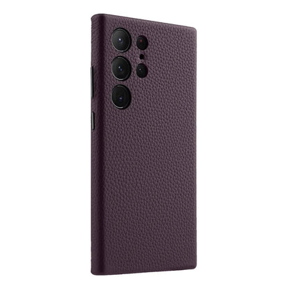 MELKCO For Samsung Galaxy S24 Ultra Case Genuine Cow Leather+PC Phone Cover