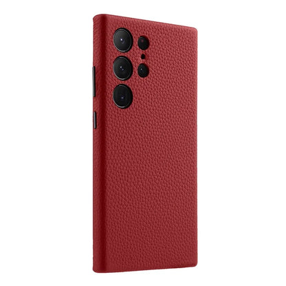 MELKCO For Samsung Galaxy S24 Ultra Case Genuine Cow Leather+PC Phone Cover