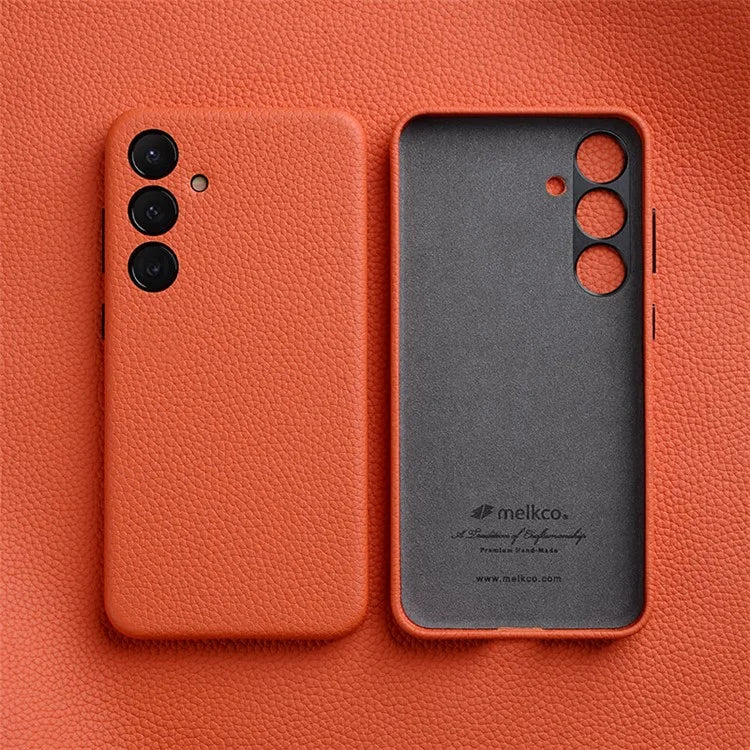 MELKCO For Samsung Galaxy S24+ Case Genuine Cow Leather+PC Anti-drop Phone Cover