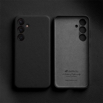 MELKCO For Samsung Galaxy S24+ Case Genuine Cow Leather+PC Anti-drop Phone Cover