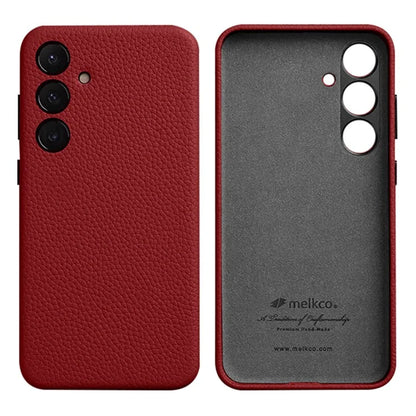 MELKCO For Samsung Galaxy S24+ Case Genuine Cow Leather+PC Anti-drop Phone Cover