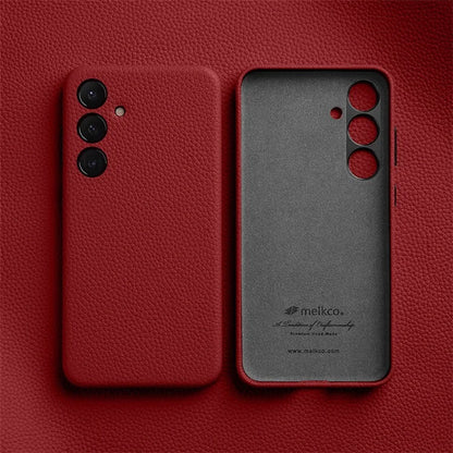 MELKCO For Samsung Galaxy S24+ Case Genuine Cow Leather+PC Anti-drop Phone Cover