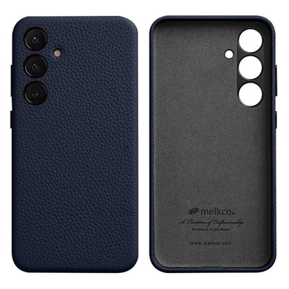 MELKCO For Samsung Galaxy S24+ Case Genuine Cow Leather+PC Anti-drop Phone Cover
