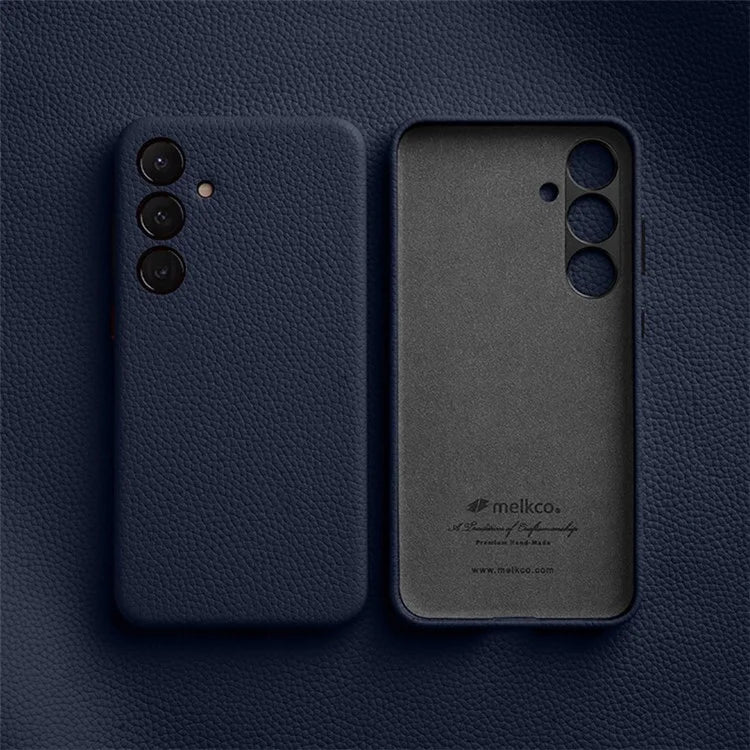 MELKCO For Samsung Galaxy S24+ Case Genuine Cow Leather+PC Anti-drop Phone Cover