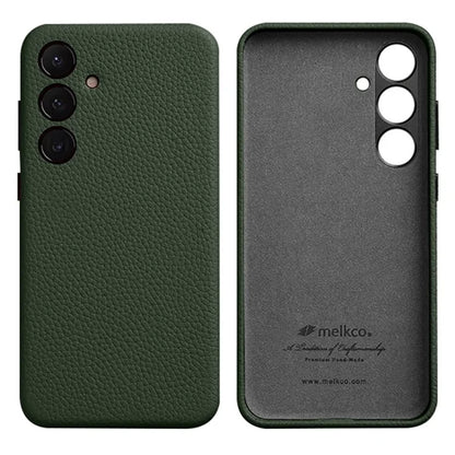 MELKCO For Samsung Galaxy S24+ Case Genuine Cow Leather+PC Anti-drop Phone Cover