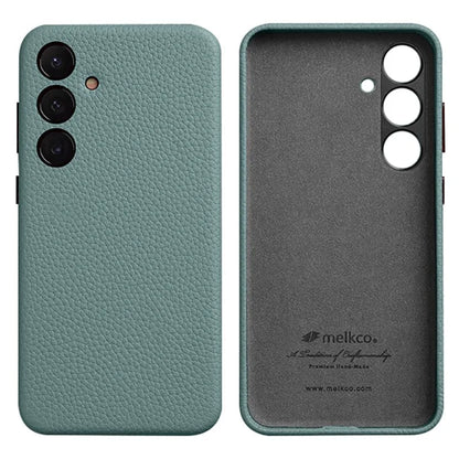 MELKCO For Samsung Galaxy S24+ Case Genuine Cow Leather+PC Anti-drop Phone Cover