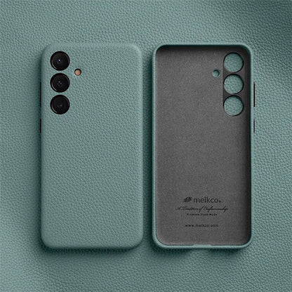 MELKCO For Samsung Galaxy S24+ Case Genuine Cow Leather+PC Anti-drop Phone Cover