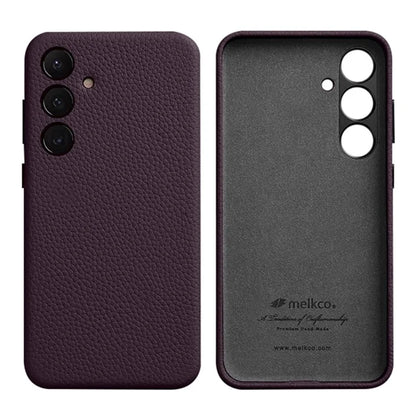 MELKCO For Samsung Galaxy S24+ Case Genuine Cow Leather+PC Anti-drop Phone Cover