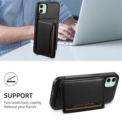 DENIOR For iPhone 11 Magnetic Phone Case Detachable Card Bag Cover Fits Magnetic Car Mount