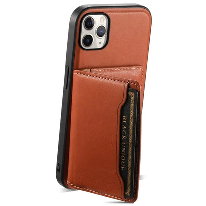 DENIOR For iPhone 11 Pro Max Magnetic Case Cowhide Texture Detachable Card Bag Phone Shell