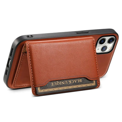 DENIOR For iPhone 11 Pro Max Magnetic Case Cowhide Texture Detachable Card Bag Phone Shell