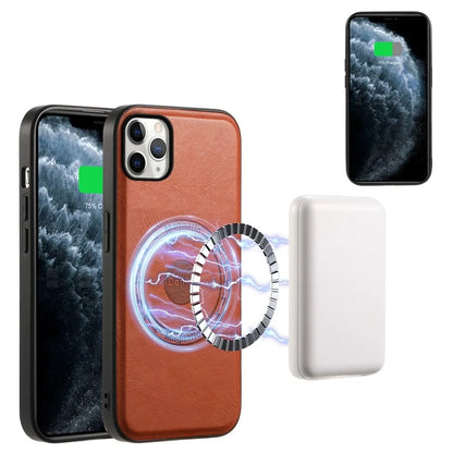 DENIOR For iPhone 11 Pro Max Magnetic Case Cowhide Texture Detachable Card Bag Phone Shell