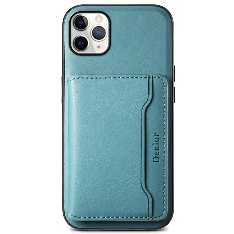 DENIOR For iPhone 11 Pro Max Magnetic Case Cowhide Texture Detachable Card Bag Phone Shell