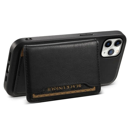 DENIOR For iPhone 11 Pro Max Magnetic Case Cowhide Texture Detachable Card Bag Phone Shell
