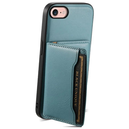 DENIOR For iPhone 7 / 8 / SE(2020) / SE(2022) Case Cowhide Texture Kickstand Phone Shell Compatible with MagSafe