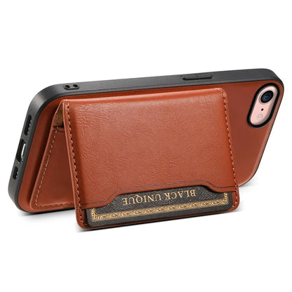 DENIOR For iPhone 7 / 8 / SE(2020) / SE(2022) Case Cowhide Texture Kickstand Phone Shell Compatible with MagSafe