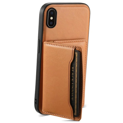 DENIOR For iPhone X / XS 5.8 inch Magnetic Phone Case Anti-fall Cover with Detachable Card Slots